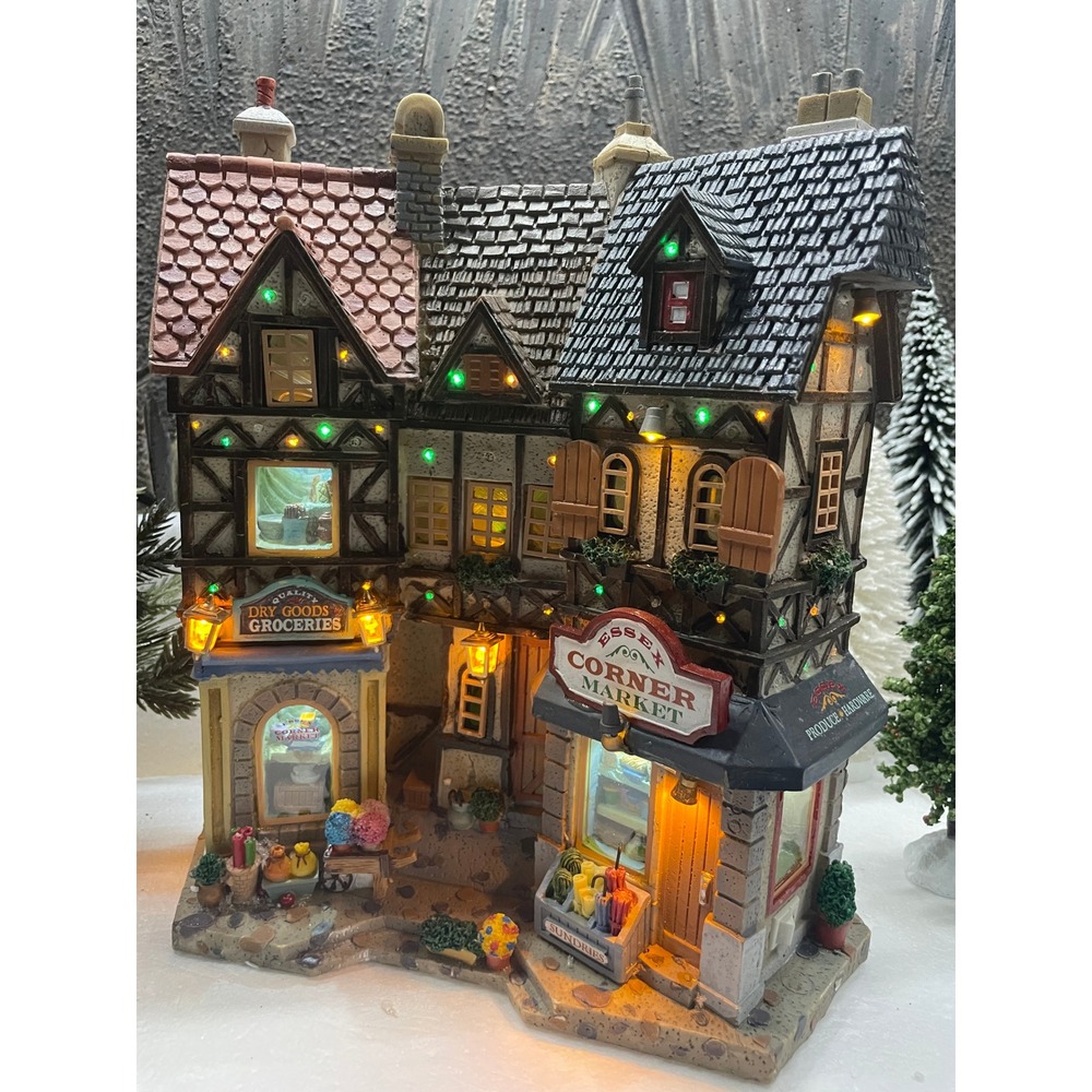 Lemax Essex Street Facade Essex CORNER MARKET Lighted Christmas Village 65391
